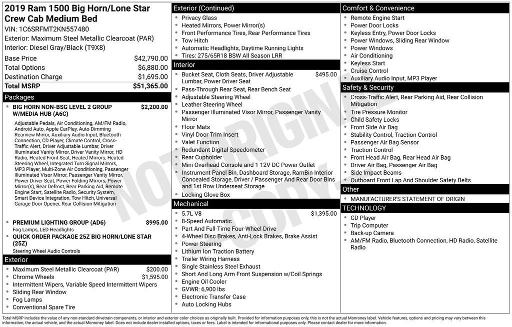 2019 RAM 1500 Big Horn/Lone Star