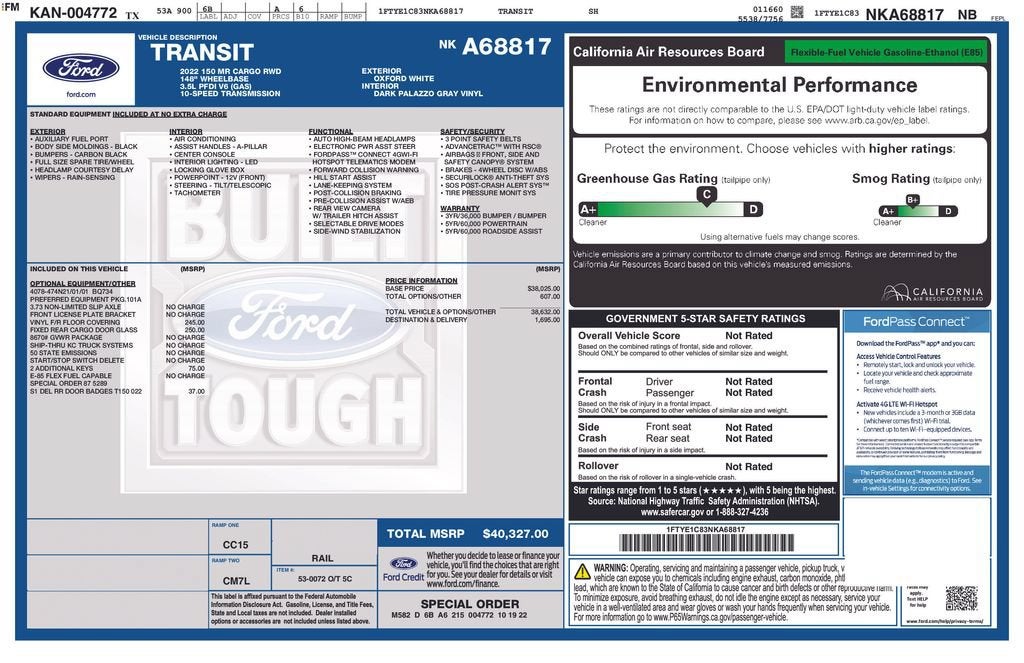 2022 Ford Transit Cargo Van T150 RWD MED 8670