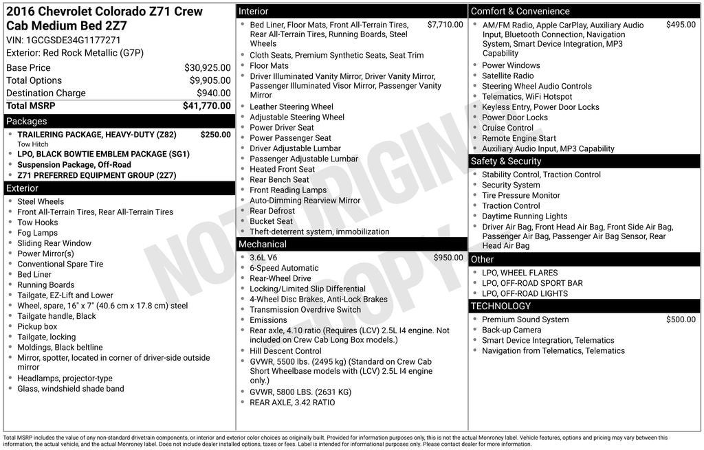 2016 Chevrolet Colorado 2WD Z71