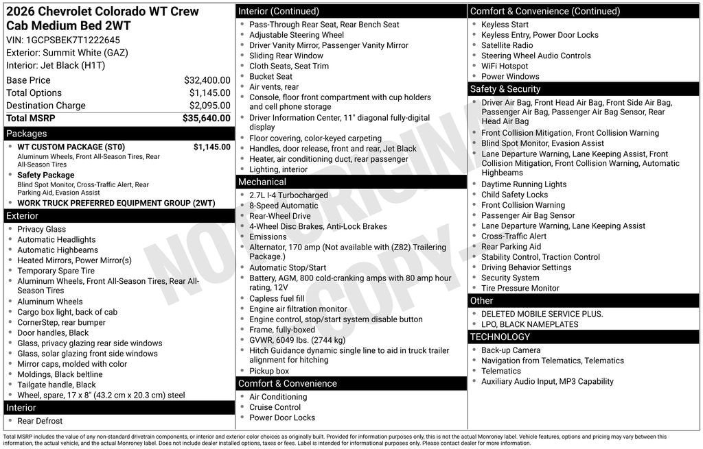 2026 Chevrolet Colorado WT