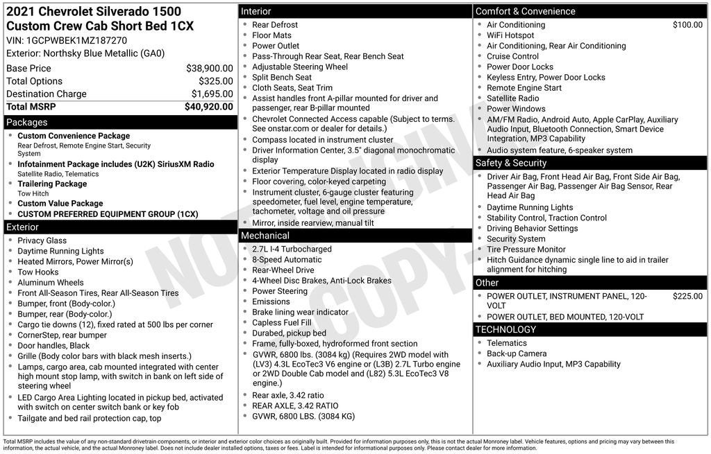 2021 Chevrolet Silverado 1500 Custom