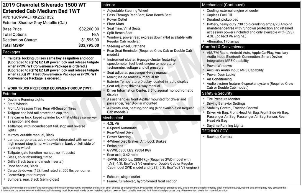 2019 Chevrolet Silverado 1500 Work Truck