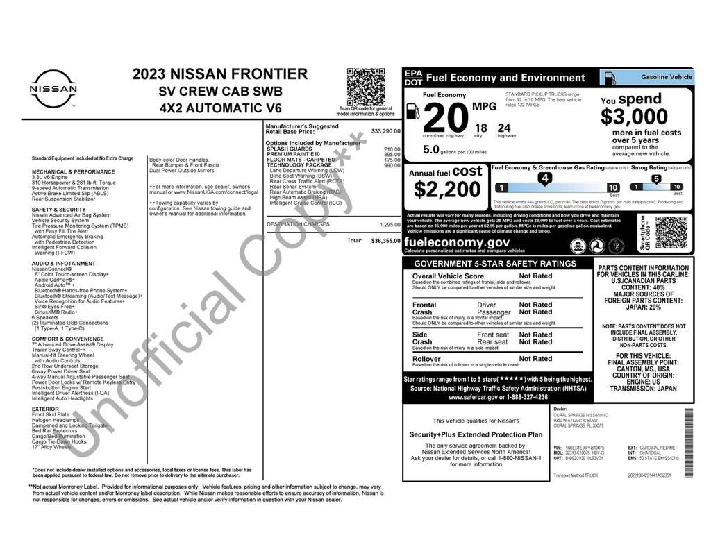 2023 Nissan Frontier Crew Cab SV 4x2