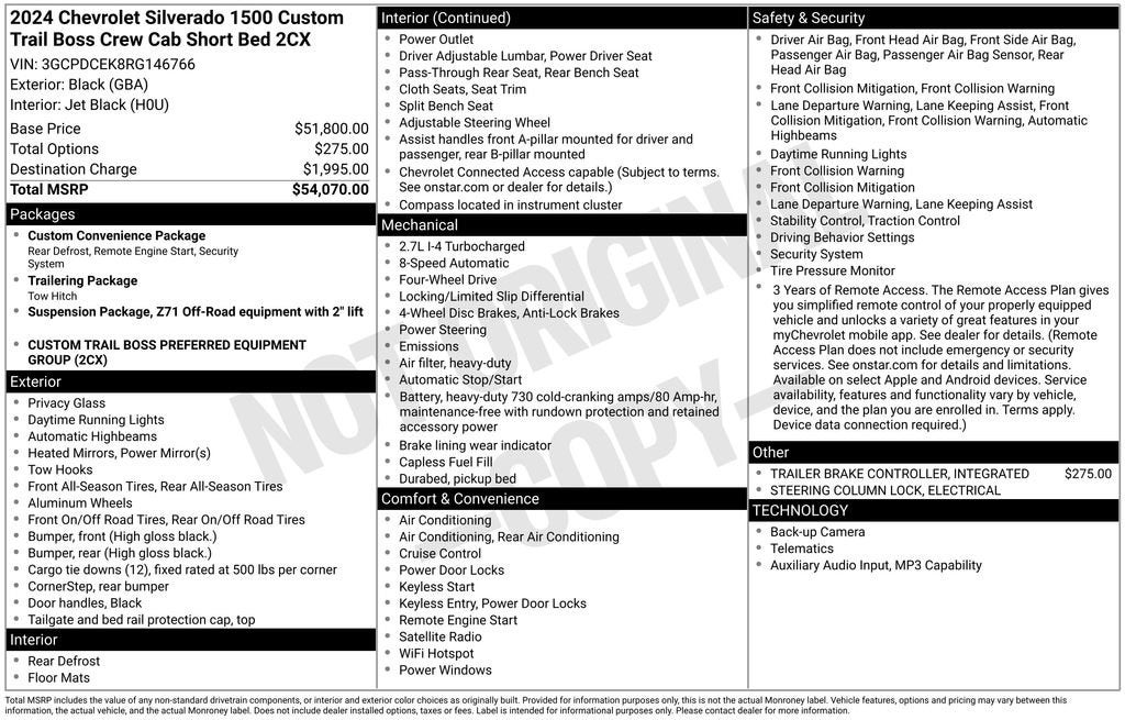 2024 Chevrolet Silverado 1500 Custom Trail Boss