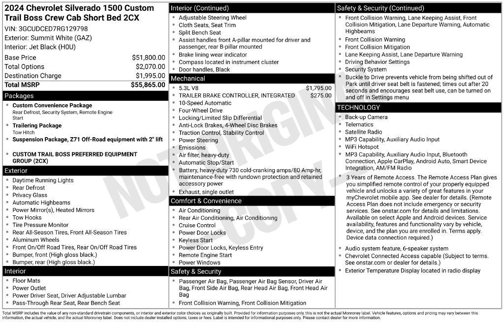 2024 Chevrolet Silverado 1500 Custom Trail Boss