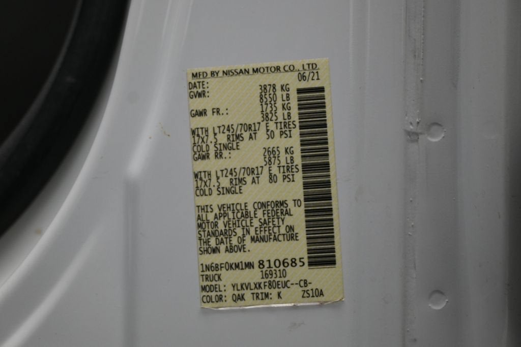 2021 Nissan NV Cargo NV1500 SV Standard Roof V6